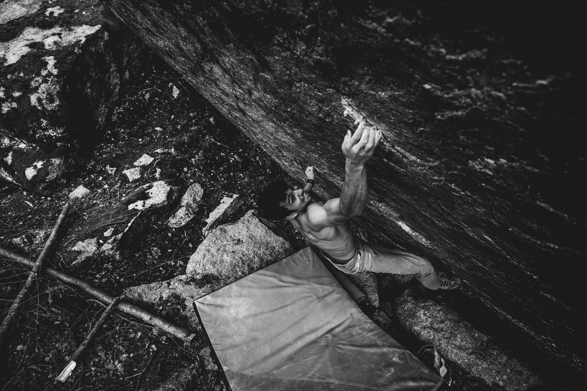 Man climbing on a rock